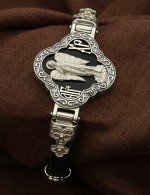 Браслет кожаный с серебром 925 пробы и ониксом
