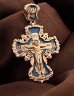 Крест из золота 585 пробы с эмалью