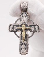 Крест из серебра 925 пробы и золота 585 пробы