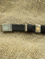Браслет кожаный с серебром 925 пробы и золотом