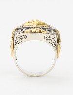 Кольцо из серебра 925 пробы и золота 750 пробы с рубином