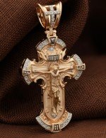 Крест из золота 585 пробы с бриллиантами