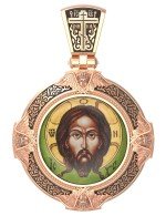 Образок из золота 585 пробы с эмалью и иконописью