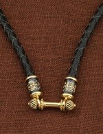 Гайтан кожаный с золотом 585 пробы