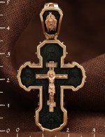 Крест из золота 585 пробы с эбеновым деревом