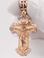 Крест из золота 585 пробы с бриллиантами