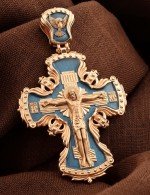 Крест из золота 585 пробы с эмалью