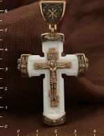 Крест из золота 585 пробы с бивнем мамонта