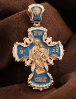 Крест из золота 585 пробы с эмалью и бриллиантами