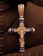 Крест из золота 585 пробы с лазуритом
