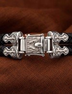 Браслет кожаный с серебром 925 пробы