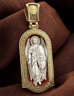 Образок из лимонного золота 585 пробы с эмалью