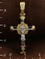 Крест из лимонного золота 585 пробы с ониксом