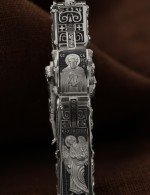 Крест из белого золота 585 пробы с эбеновым деревом