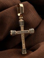 Крест из золота 585 пробы с ониксом