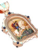 Образок из золота 585 пробы с эмалью и иконописью
