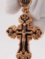 Крест из золота 585 пробы с эбеновым деревом
