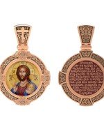 Образок из золота 585 пробы с эмалью и иконописью