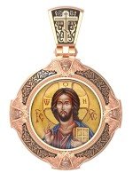 Образок из золота 585 пробы с эмалью и иконописью