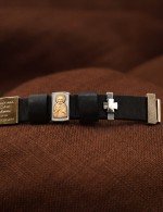 Браслет кожаный с золотом 585 пробы