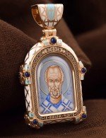 Образок из золота 585 пробы с эмалью и иконописью
