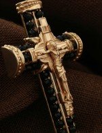 Крест из золота 585 пробы с ониксом
