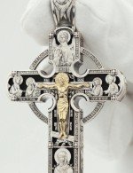 Крест из серебра 925 пробы и золота 585 пробы с эбеновым деревом