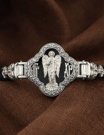 Браслет кожаный с серебром 925 пробы и ониксом
