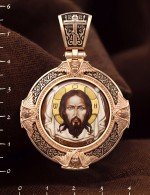 Образок из золота 585 пробы с эмалью и иконописью