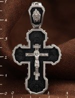 Крест из белого золота 585 пробы с эбеновым деревом