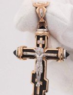 Крест из золота 585 пробы с ониксом и эбеновым деревом