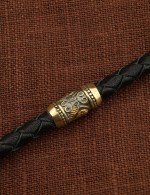 Гайтан кожаный с золотом 585 пробы