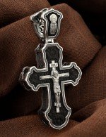 Крест из серебра 925 пробы с эбеновым деревом