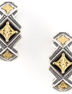 Серьги из серебра 925 пробы и золота 585 пробы с ониксом и рубином