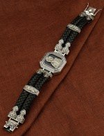 Браслет кожаный с серебром 925 пробы и ониксом
