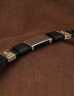 Браслет кожаный с серебром 925 пробы и золотом