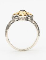 Кольцо из серебра 925 пробы и золота 750 пробы с сапфиром и рубином
