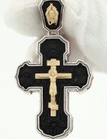Крест из серебра 925 пробы и золота 585 пробы с эбеновым деревом