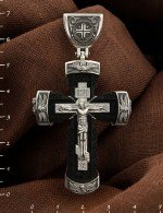 Крест из серебра 925 пробы с эбеновым деревом