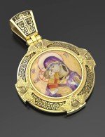 Образок из лимонного золота 585 пробы с эмалью и иконописью