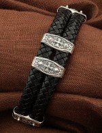 Браслет кожаный с серебром 925 пробы