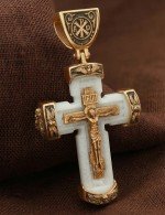 Крест из золота 585 пробы с бивнем мамонта