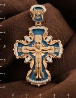 Крест из золота 585 пробы с эмалью и бриллиантами