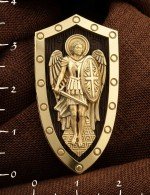 Образок из лимонного золота 585 пробы с эбеновым деревом