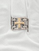 Кольцо из серебра 925 пробы и золота 750 пробы с рубином