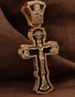 Крест из золота 585 пробы с эбеновым деревом