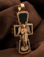 Крест из золота 585 пробы с эбеновым деревом
