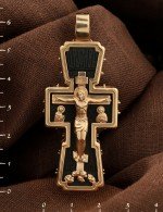 Крест из золота 585 пробы с эбеновым деревом