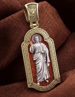 Образок из лимонного золота 585 пробы с эмалью