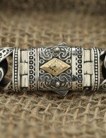 Браслет из серебра 925 пробы и золота 750 пробы с рубином